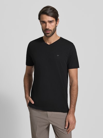 Fynch-Hatton T-Shirt mit Label-Stitching Black 4