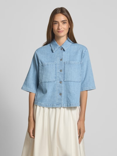 Selected Femme Koszula jeansowa o kroju o kroju cropped fit z mieszanki bawełny model ‘ANYA’ Jeansowy niebieski 4