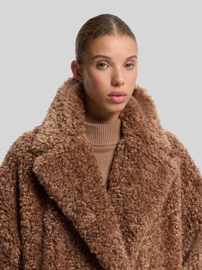 HUGO Oversized Fit Teddy- / Webpelzmantel mit Reverskragen Modell 'Malite-1' Beige 3