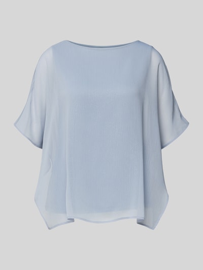 Produktfoto, Loose Fit Top aus Viskose-Mix von s.Oliver BLACK LABEL in Hellblau, unifarben, Chiffon mit U-Boot-Ausschnitt und kurzen Ärmeln.