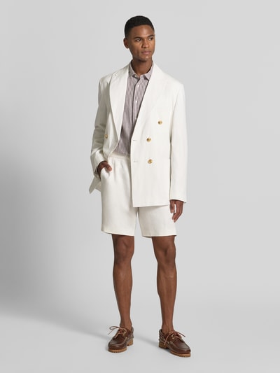 BOSS Tapered Fit Shorts aus reinem Leinen Modell 'PERIN' Weiss 1