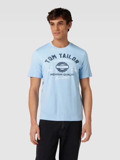 Tom Tailor T-shirt met labelprint Lichtblauw - 4