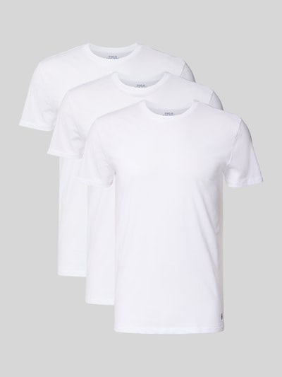 Produktfoto, T-Shirt mit Rundhalsausschnitt im 3er-Pack von Polo Ralph Lauren, Herren T-Shirt aus reiner Baumwolle, gerader Schnitt, unifarbenes Design, gerippter Rundhalsausschnitt, Label-Stitching