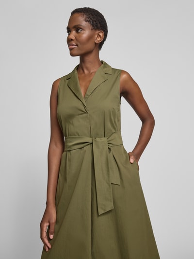 ROBE LÉGÈRE Sukienka midi z kołnierzem z połami Khaki 3