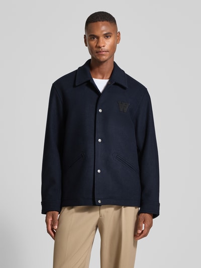 Wood Wood Regular Fit Hemdjacke mit Label-Stitching Modell 'Otis' Marine 4