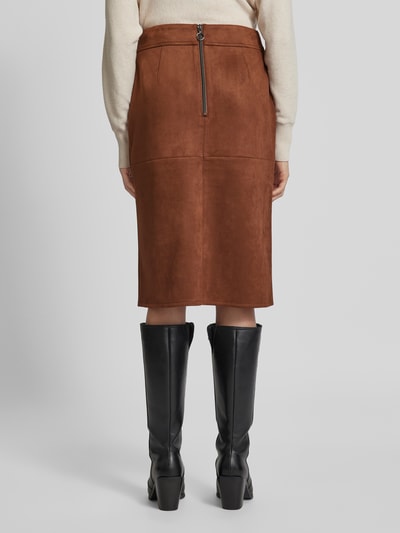 Betty Barclay Knielange rok met loopsplit Cognac - 5