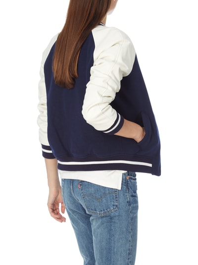 Jake*s Casual Bomber mit Raglanärmeln aus Kontrastmaterial Marine 5