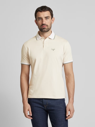 Barbour Slim fit poloshirt met labelstitching, model 'Consay' Zand - 4