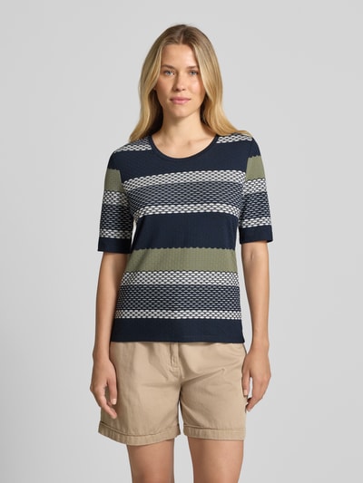 Betty Barclay T-shirt met geribde ronde hals Marineblauw - 4