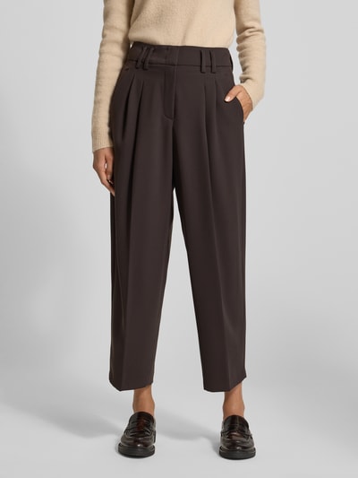 Raffaello Rossi Spodnie materiałowe o kroju balloon fit z zakładkami w pasie model ‘MAYLA’ Ciemnobrązowy 4