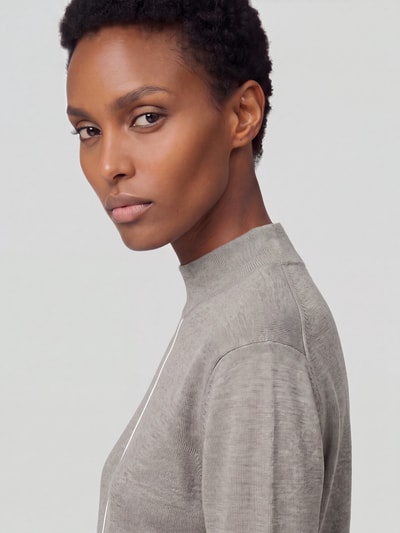 Calvin Klein Womenswear Sweter z wełny z szwem w kontrastowym kolorze Beżowy melanż 3