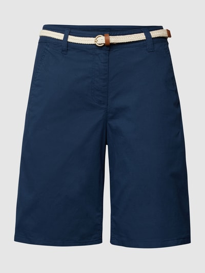 Tom Tailor Korte broek met riem in gevlochten look Marineblauw - 2