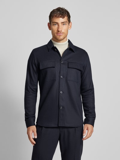 Profuomo Slim Fit Hemdjacke mit Kentkragen Marine 4