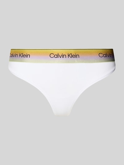 Produktfoto, String aus Baumwoll-Mix von Calvin Klein Underwear in Optik: Unifarben mit Label-Bund und elastischem Bundabschluss.