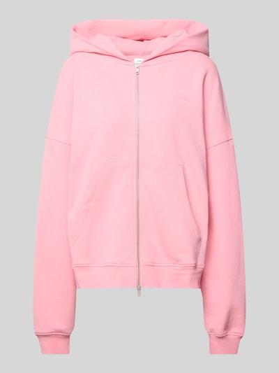 Produktfoto, Oversized Sweatjacke mit Zweiwege-Reißverschluss Modell 'Flower' von OH APRIL in Rosa, Reine Baumwolle, Hoodie, Känguru-Tasche, Damen