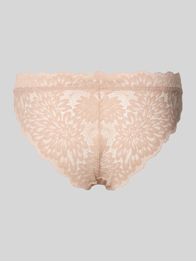 Produktfoto, Slim Fit Slip mit floralem Allover-Spitzenbesatz Modell 'Lime' von Neo Noir, beige, filigranes Spitzenmuster, elastischer Materialmix.