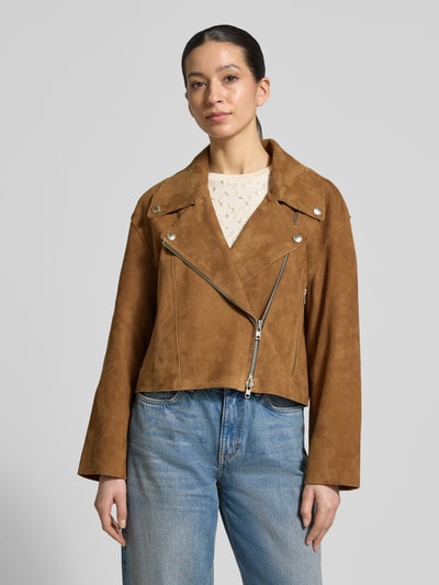 STAND STUDIO Lederjacke mit Reverskragen Modell 'Kaia' Hellbraun 4