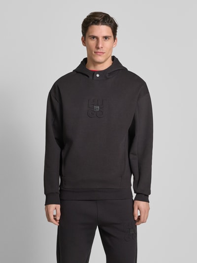 HUGO Hoodie met labelbadge, model 'Debostaco' Zwart - 4