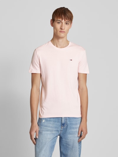 Tommy Jeans Slim Fit T-Shirt mit Label-Stitching Pink 4