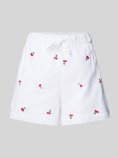 Only Relaxed Fit Shorts aus reiner Baumwolle mit Stickereien Modell 'GRACE' Weiss 2