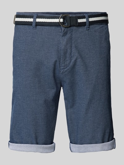 Tom Tailor Slim Fit Chino-Shorts mit Gürtel Dunkelblau 2