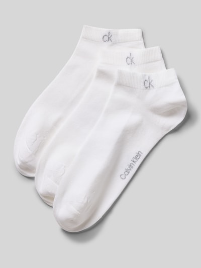 Produktfoto, weiße Socken aus Baumwoll-Mix im 3er-Pack von CK Calvin Klein, glatte Struktur, schlichter Look, Herren Socken