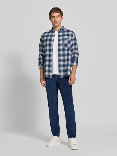 Brax straight fit corduroy broek van katoenmix model 'Mythos Flex Cord' Blauw - 1