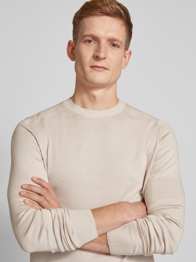 JOOP! Collection Strickpullover mit Rundhalsausschnitt Modell 'Sergor' Beige 3