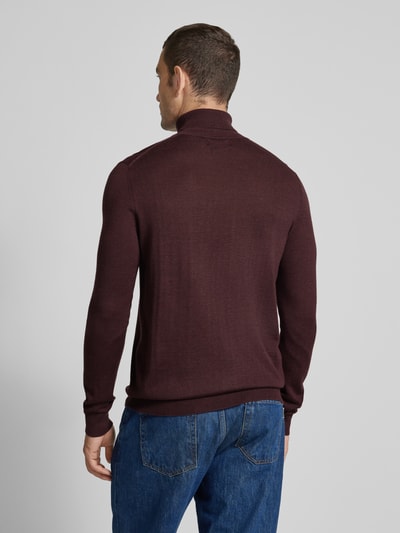 Christian Berg Men Strickpullover mit Rollkragen Rostrot Melange 5