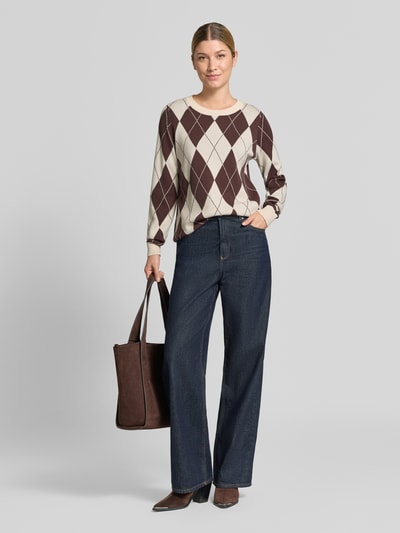 VILA Strickpullover aus Viskose-Mix Modell 'TIF' Dunkelbraun 1