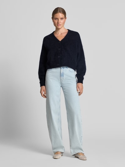Gestuz Oversized Wolljacke mit Woll- und Mohair-Anteil Modell 'Debbie' Marine Melange 1
