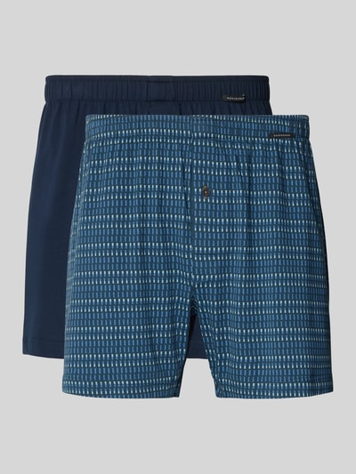 Produktfoto, Relaxed Fit Boxershorts aus Baumwoll-Mix im 2er-Pack von SCHIESSER, elastischer Bund, eine dunkelblau, eine blau gemustert