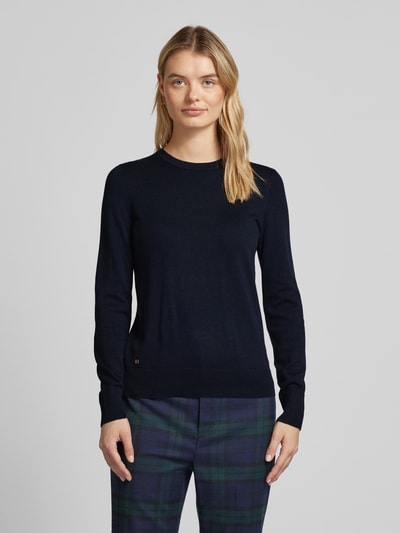 Lauren Ralph Lauren Strickpullover mit geripptem Rundhalsausschnitt Modell 'SHAVONNE' Dunkelblau 4