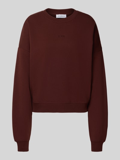 OH APRIL Oversized sweatshirt met labelstitching Chocoladebruin - 2