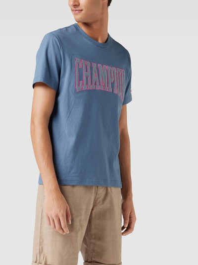 CHAMPION T-Shirt mit Brand-Schriftzug Rauchblau 4