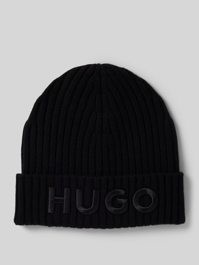 HUGO Czapka beanie z detalem z logo Czarny 1