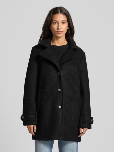 ICHI Relaxed fit lange jas van wolmix, model 'Tipa' Zwart - 4
