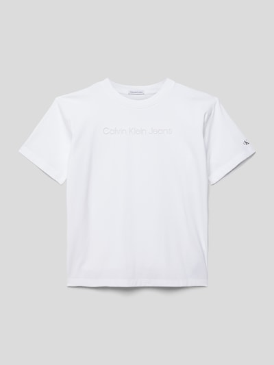 Calvin Klein Jeans T-Shirt mit Label-Stitching Modell 'RAISED' Weiss 1