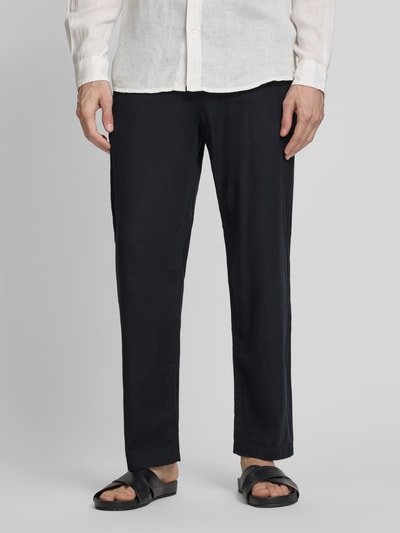 Selected Homme Spodnie o kroju loose fit z mieszanki bawełny i lnu model 'BRODY' Czarny 4