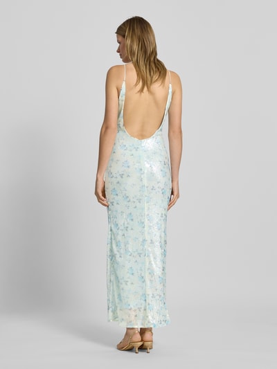 Bardot Avondjurk met pailletten en V-hals, model 'LOIS SEQUIN' Lichtblauw - 5