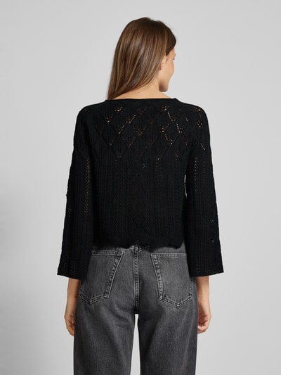 Vero Moda Strickpullover mit Lochmuster Modell 'GINGER' Black 5