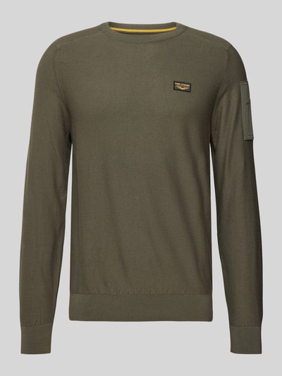 PME Legend Gebreide pullover met labeldetail Olijfgroen - 2