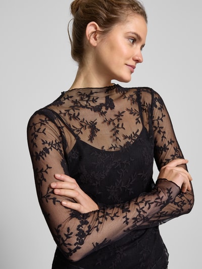 Only Langarmbluse aus Mesh mit floralem Muster Modell 'LINLEY' Black 3