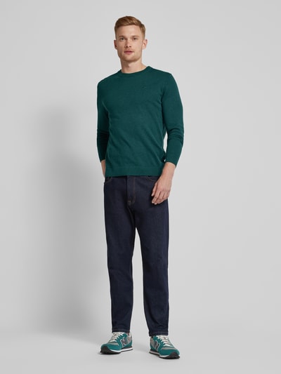 Tom Tailor Gebreide pullover met labelstitching, model 'BASIC' Donkergroen - 1