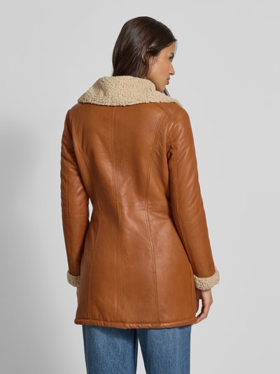 Cabrini Leren jack met voering van teddybont Cognac - 5