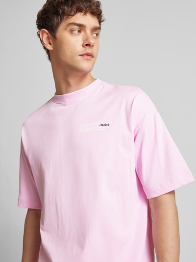 Multiply Apparel Oversized T-shirt met labelprint Lichtroze - 3