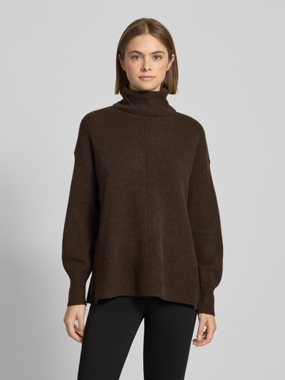 PIECES Regular Fit Rollkragenpullover mit Woll-Anteil Modell 'MALOU' Schoko Melange 4