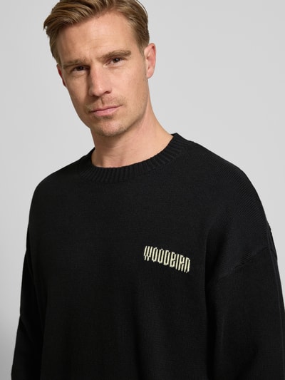 WOODBIRD Gebreide pullover met ribboorden, model 'Kurt' Zwart - 3