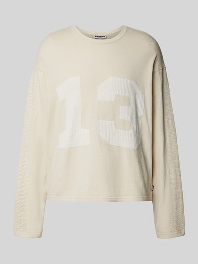 REVIEW Gebreide pullover met extra brede schouders Ecru - 2