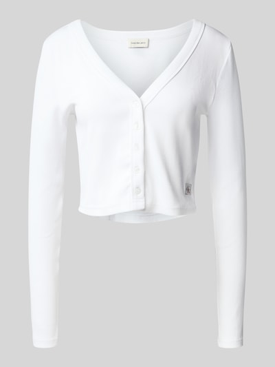Calvin Klein Jeans Kort gebreid jack met knoopsluiting Wit - 2